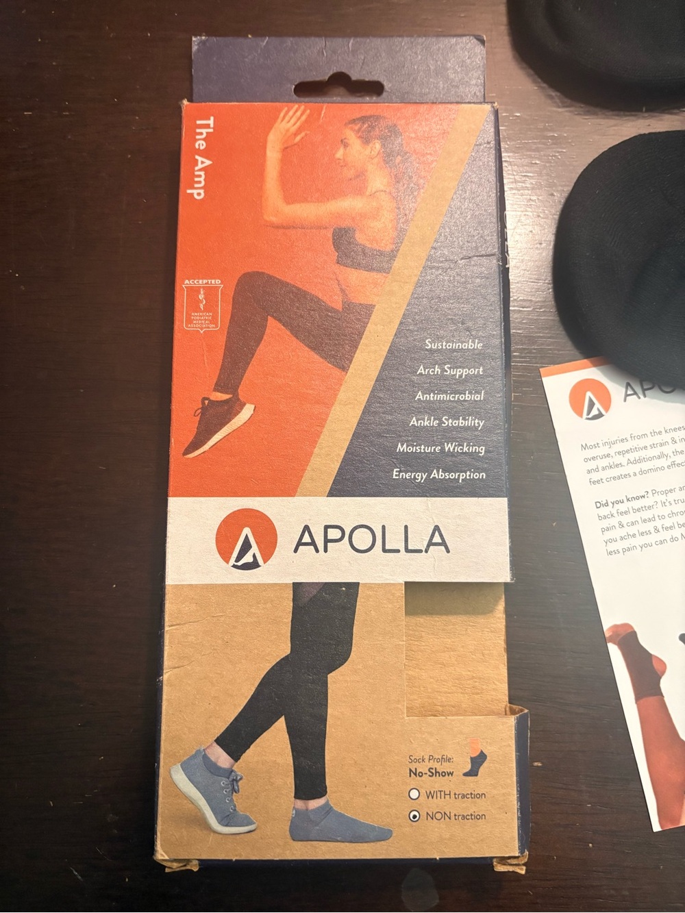 Apolla The Amp no show non traction compression socks. Size Large. Black. NWT!! - Picture 2 of 7